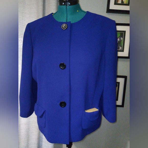 Jones Studio 3/4 Sleeve Blazer in Deep Purple Sz 16 - Picture 5 of 16